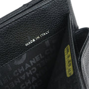 Chanel 2006 Black Caviar Choco Bar Trifold Wallet