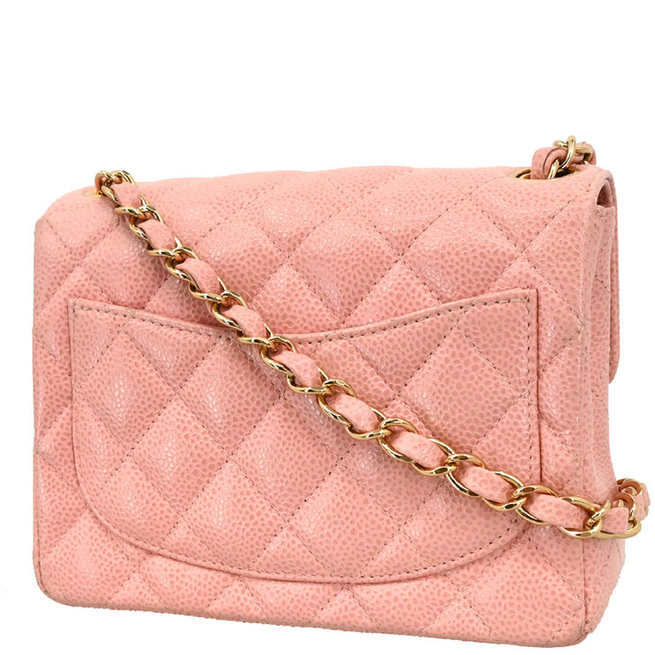 Chanel 2003-2004 Pink Caviar Mini Classic Square Flap Bag