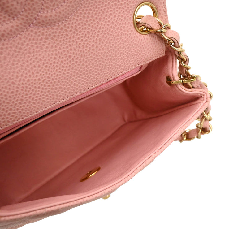 Chanel 2003-2004 Pink Caviar Mini Classic Square Flap Bag