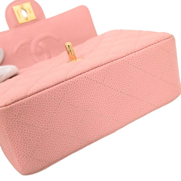 Chanel 2003-2004 Pink Caviar Mini Classic Square Flap Bag