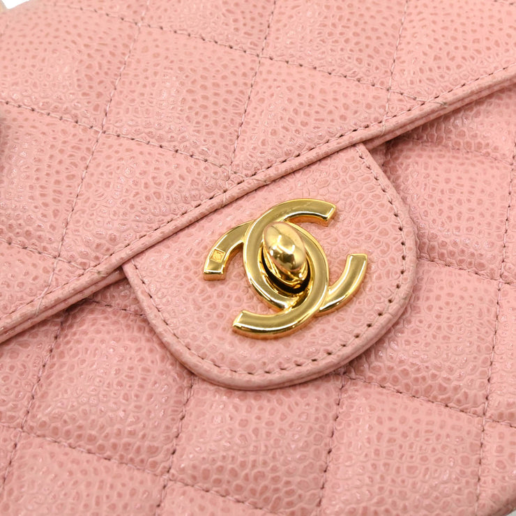 Chanel 2003-2004 Pink Caviar Mini Classic Square Flap Bag