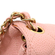Chanel 2003-2004 Pink Caviar Mini Classic Square Flap Bag