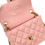 Chanel 2003-2004 Pink Caviar Mini Classic Square Flap Bag