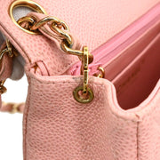 Chanel 2003-2004 Pink Caviar Mini Classic Square Flap Bag