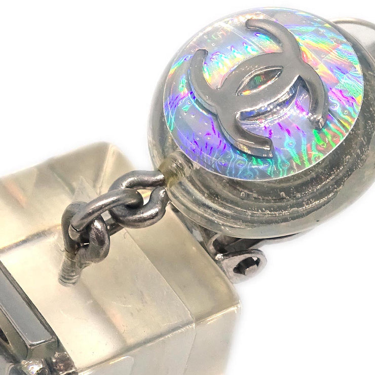 Chanel Dangle Cube Earrings Clip-On Clear 97P