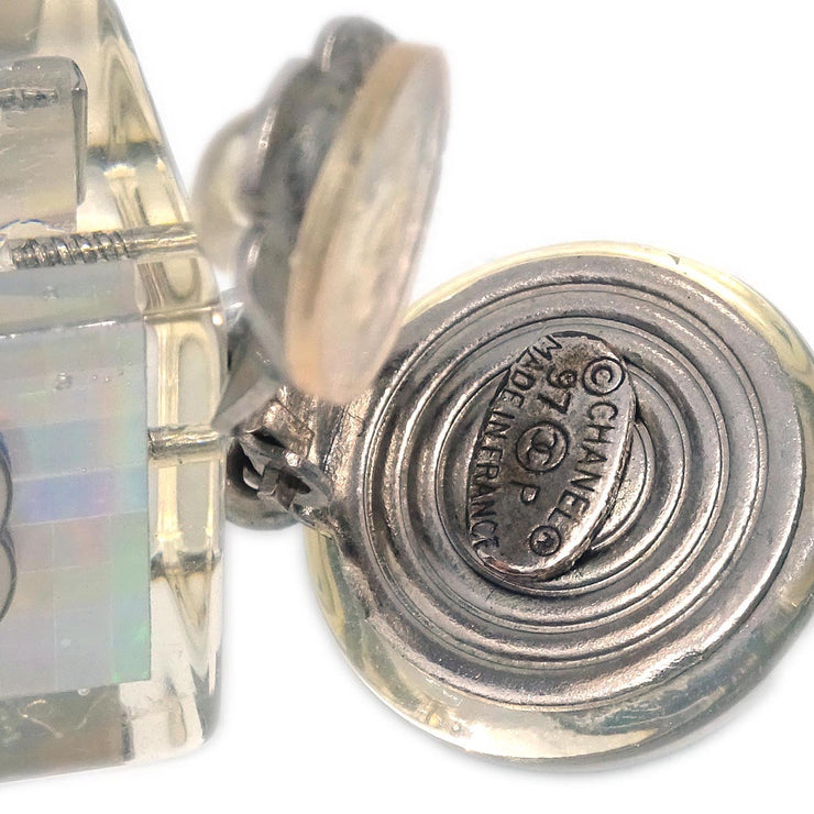 Chanel Dangle Cube Earrings Clip-On Clear 97P