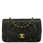 Chanel 1994-1996 Black Lambskin Small Diana Shoulder Bag