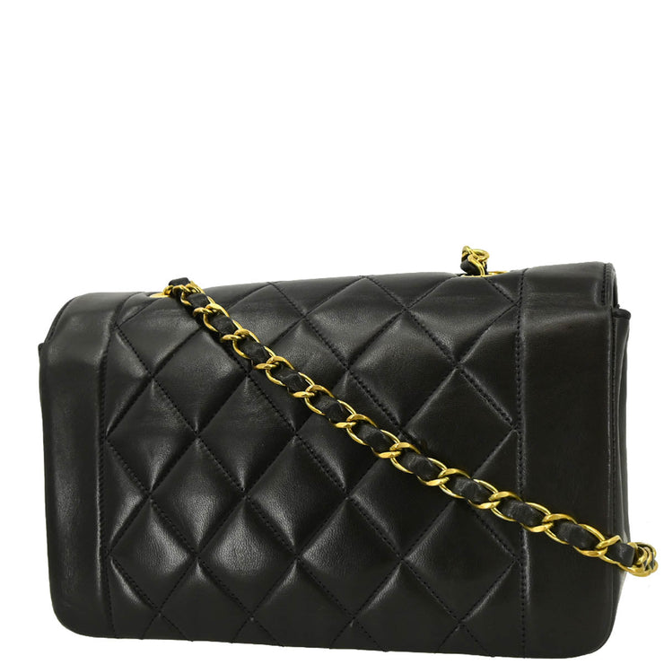 Chanel 1994-1996 Black Lambskin Small Diana Shoulder Bag
