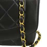 Chanel 1994-1996 Black Lambskin Small Diana Shoulder Bag