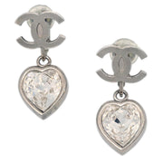 Chanel Dangle Earrings Clip-On Silver Rhinestone 04A