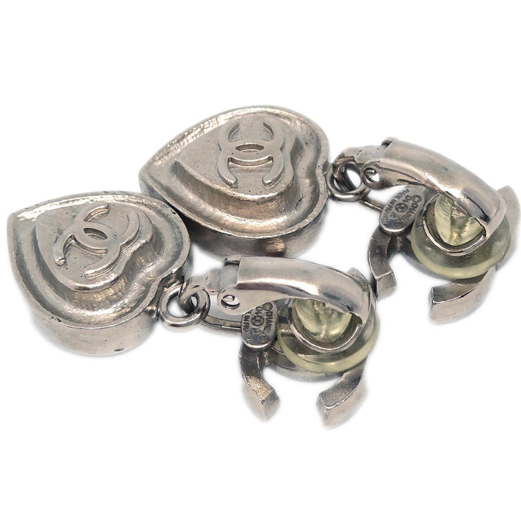 Chanel Dangle Earrings Clip-On Silver Rhinestone 04A