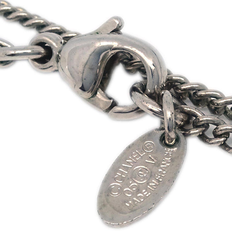 Chanel CC Chain Necklace Pendant Rhinestone Silver 05V