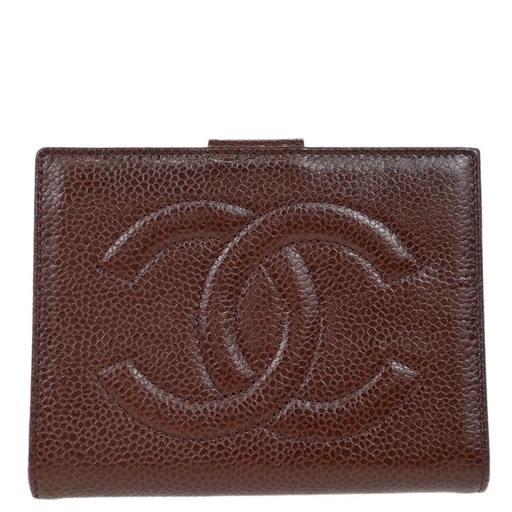 Chanel 1997-1999 Brown Calfskin Bifold Wallet Purse