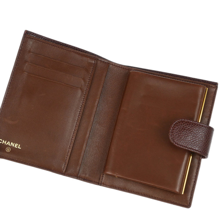 Chanel 1997-1999 Brown Calfskin Bifold Wallet Purse
