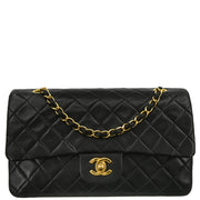 Chanel 1996-1997 Black Lambskin Medium Double Flap Shoulder Bag