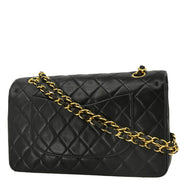 Chanel 1996-1997 Black Lambskin Medium Double Flap Shoulder Bag