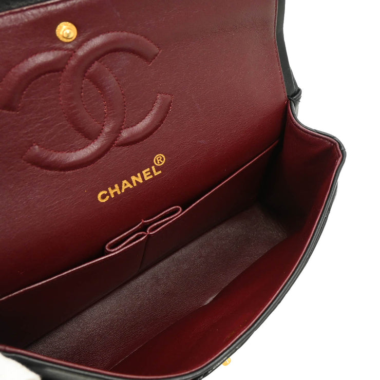 Chanel 1996-1997 Black Lambskin Medium Double Flap Shoulder Bag
