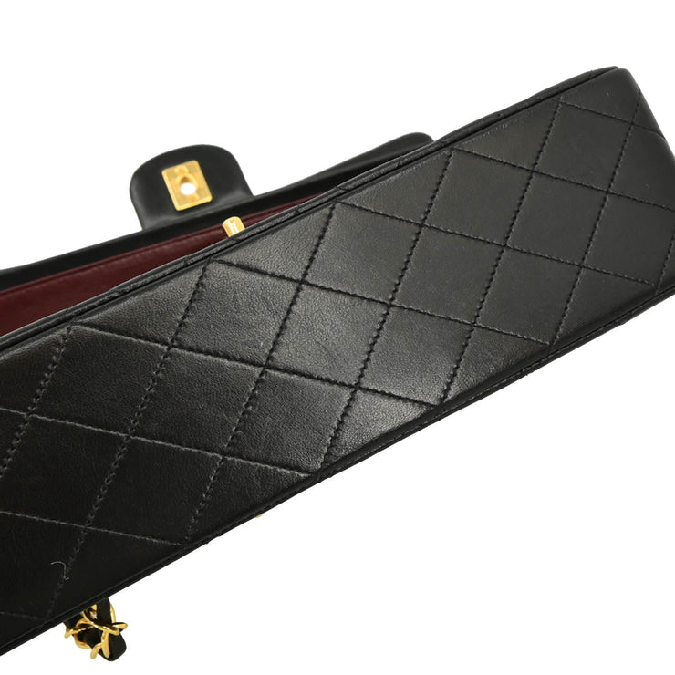 Chanel 1996-1997 Black Lambskin Medium Double Flap Shoulder Bag
