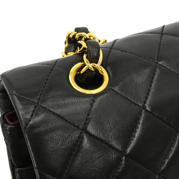 Chanel 1996-1997 Black Lambskin Medium Double Flap Shoulder Bag