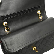 Chanel 1996-1997 Black Lambskin Medium Double Flap Shoulder Bag