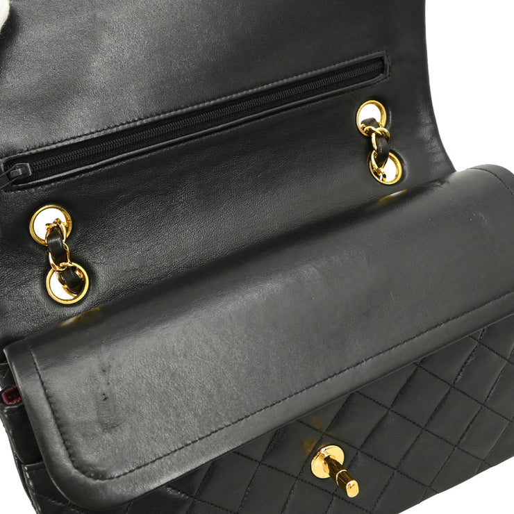 Chanel 1996-1997 Black Lambskin Medium Double Flap Shoulder Bag