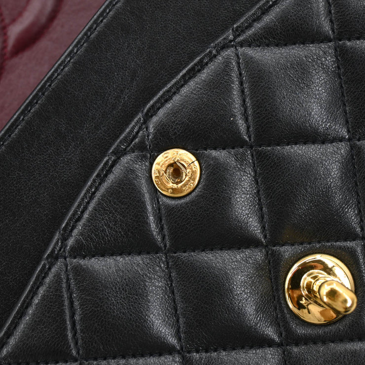 Chanel 1996-1997 Black Lambskin Medium Double Flap Shoulder Bag