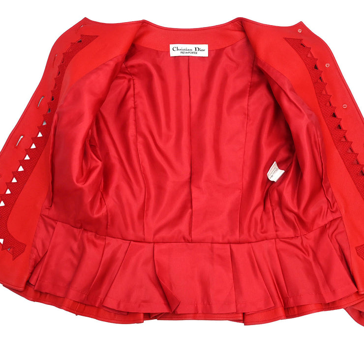 Christian Dior Collarless Jacket Red