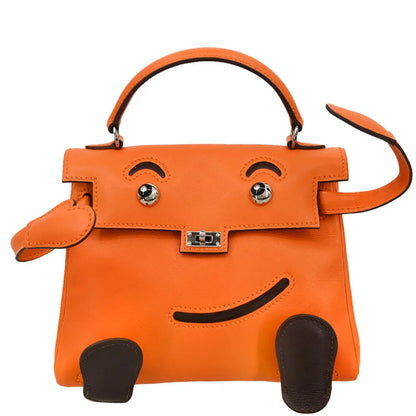 Hermes Orange Gulliver Kelly Doll Mascot Handbag