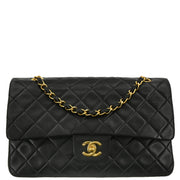 Chanel 1996-1997 Black Lambskin Medium Double Flap Shoulder Bag