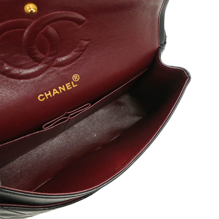 Chanel 1996-1997 Black Lambskin Medium Double Flap Shoulder Bag