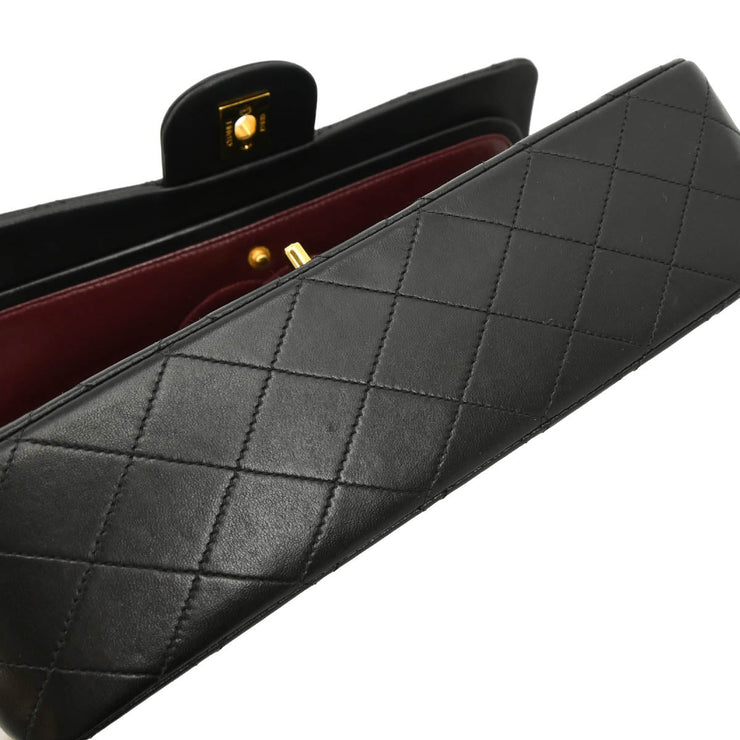 Chanel 1996-1997 Black Lambskin Medium Double Flap Shoulder Bag