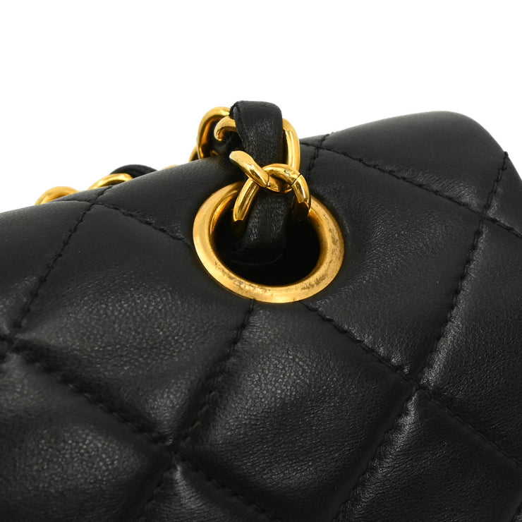 Chanel 1996-1997 Black Lambskin Medium Double Flap Shoulder Bag
