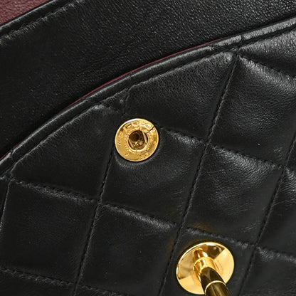 Chanel 1996-1997 Black Lambskin Classic Medium Double Flap Shoulder Bag