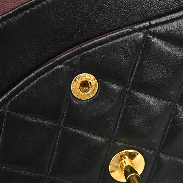 Chanel 1996-1997 Black Lambskin Medium Double Flap Shoulder Bag