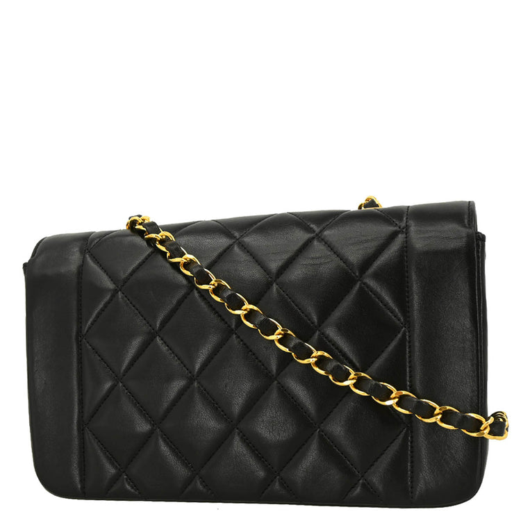 Chanel 1994-1996 Black Lambskin Small Diana Shoulder Bag