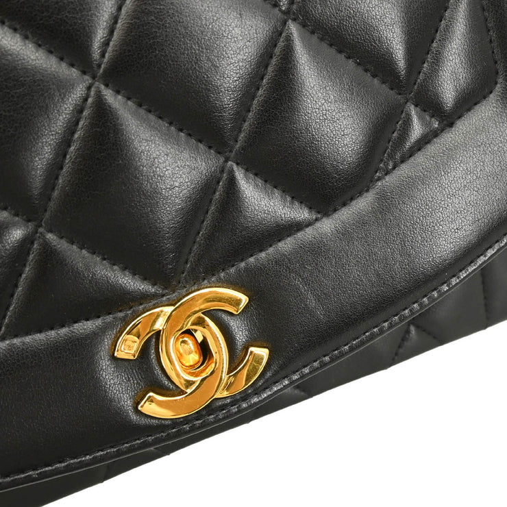 Chanel 1994-1996 Black Lambskin Small Diana Shoulder Bag