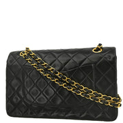 Chanel 1994-1996 Black Lambskin Medium Double Flap Shoulder Bag
