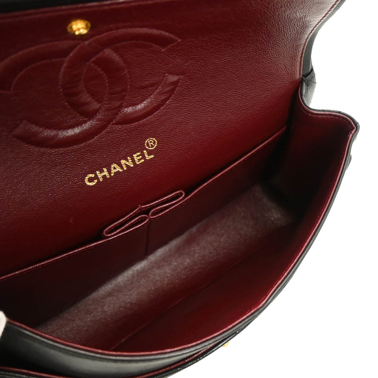 Chanel 1994-1996 Black Lambskin Medium Double Flap Shoulder Bag