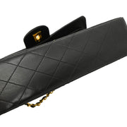 Chanel 1994-1996 Black Lambskin Medium Double Flap Shoulder Bag