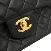 Chanel 1994-1996 Black Lambskin Medium Double Flap Shoulder Bag