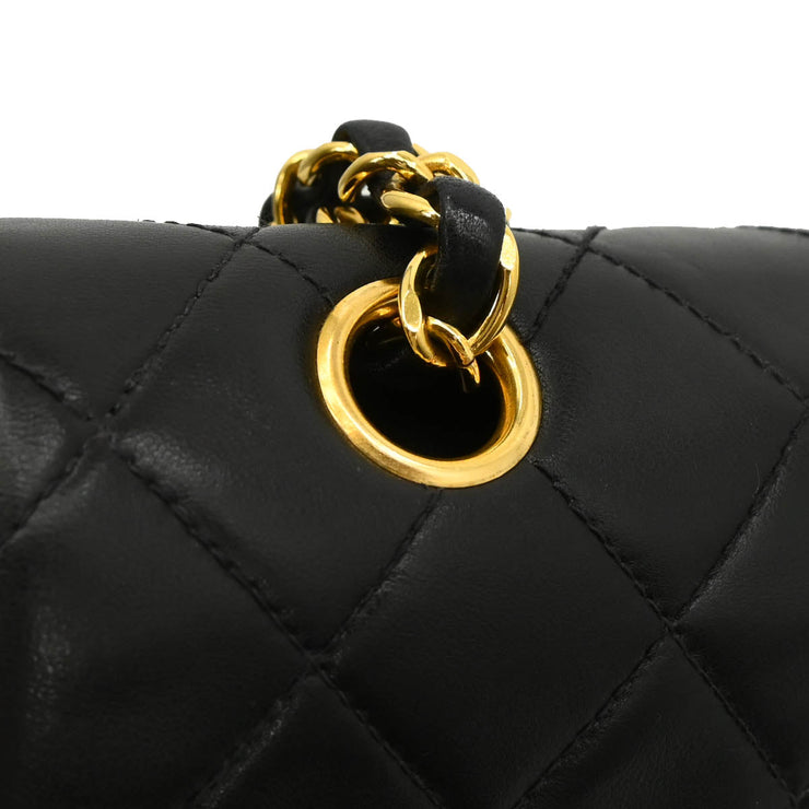 Chanel 1994-1996 Black Lambskin Medium Double Flap Shoulder Bag