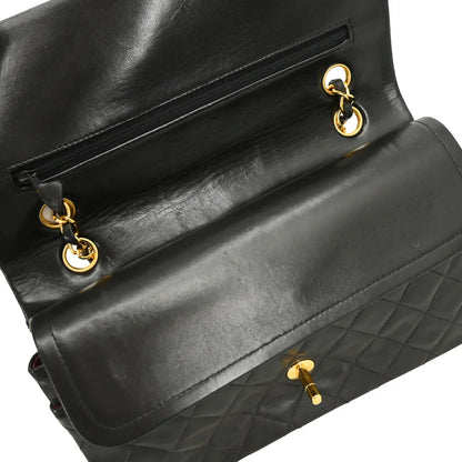 Chanel 1994-1996 Black Lambskin Medium Classic Double Flap Shoulder Bag