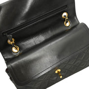 Chanel 1994-1996 Black Lambskin Medium Double Flap Shoulder Bag