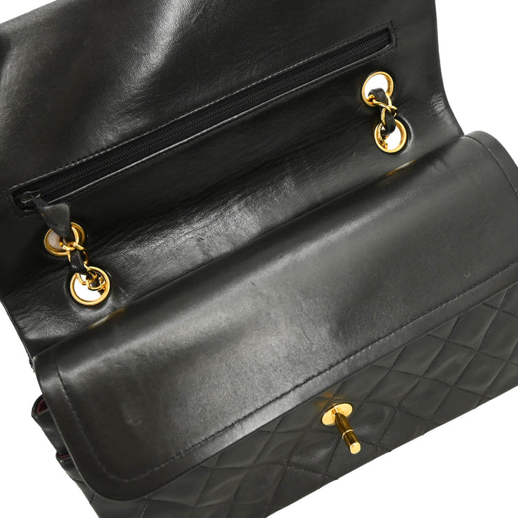 Chanel 1994-1996 Black Lambskin Medium Double Flap Shoulder Bag