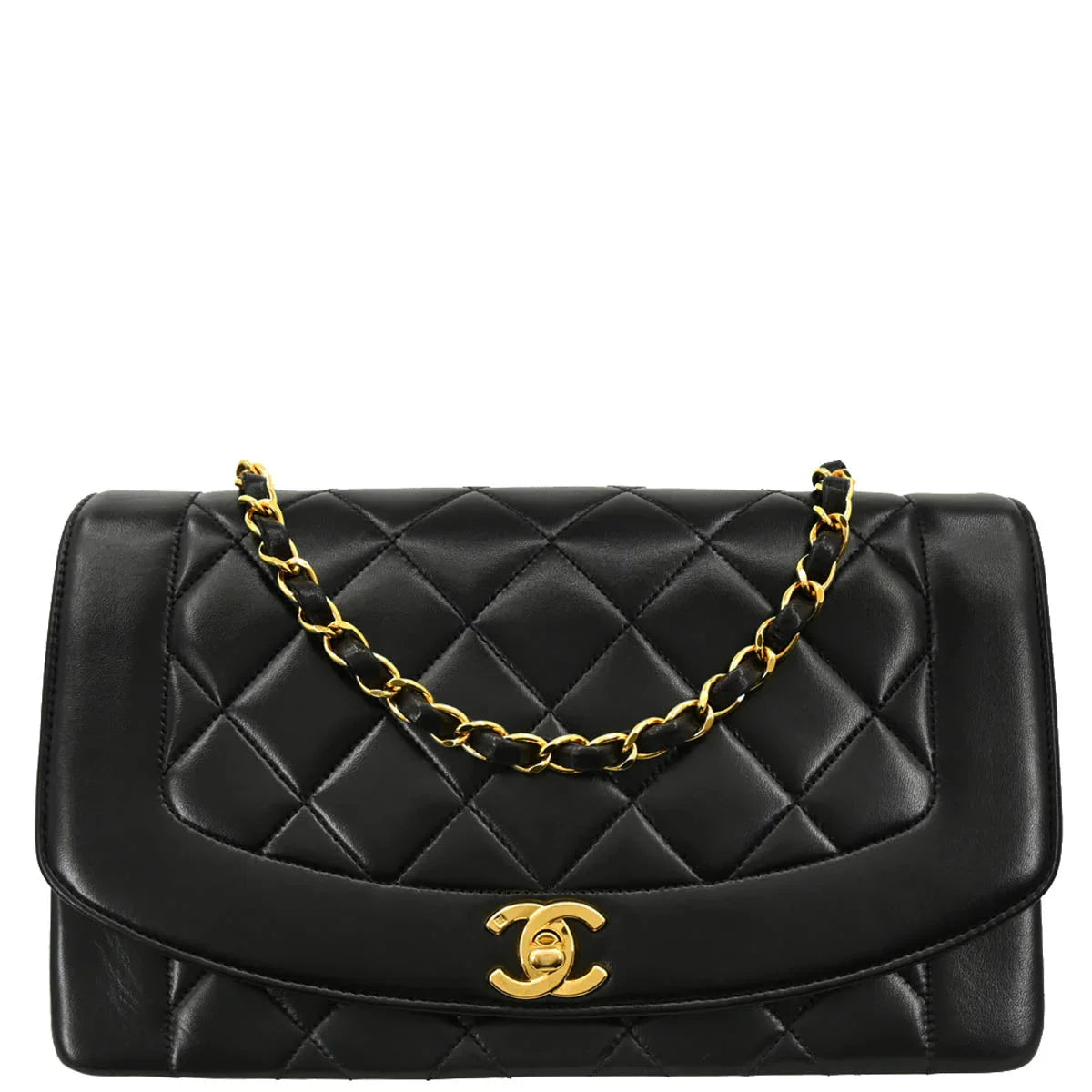 Chanel Black Lambskin Medium Diana Shoulder Bag