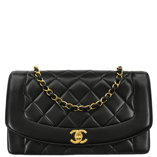 Chanel Black Lambskin Medium Diana Shoulder Bag