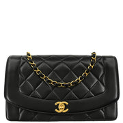 Chanel 1994-1996 Black Lambskin Medium Diana Shoulder Bag