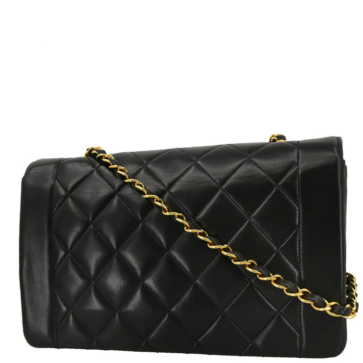 Chanel 1994-1996 Black Lambskin Medium Diana Shoulder Bag