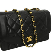 Chanel 1994-1996 Black Lambskin Medium Diana Shoulder Bag