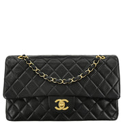 Chanel 2003-2004 Black Lambskin Medium Double Flap Shoulder Bag